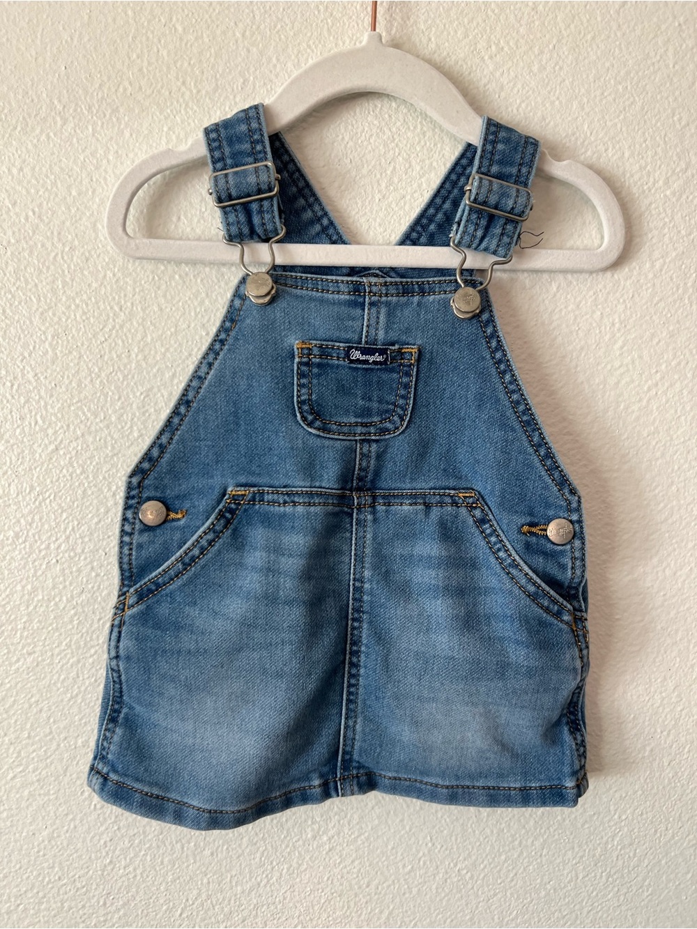 Wrangler Medium Wash Denim Kids Overalls Dress